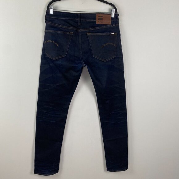 G Star Raw 3301 Straight Tapered Jeans Mens 33x34 Dark Wash Button Fly Stretch - Picture 4 of 14